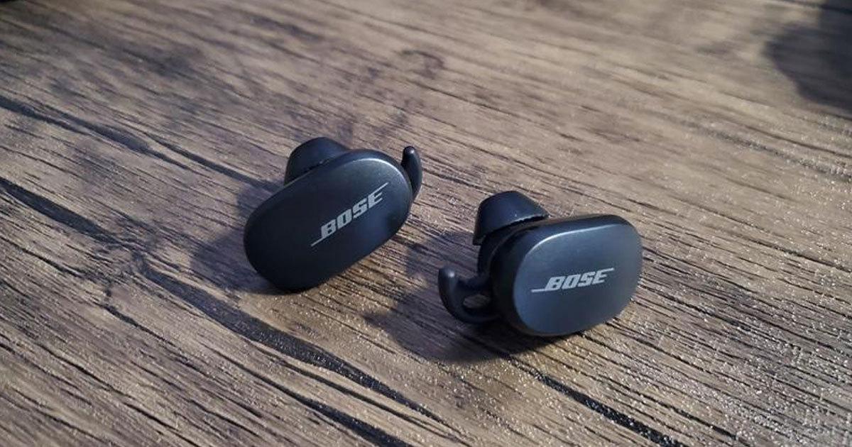 pair of black bose earbuds