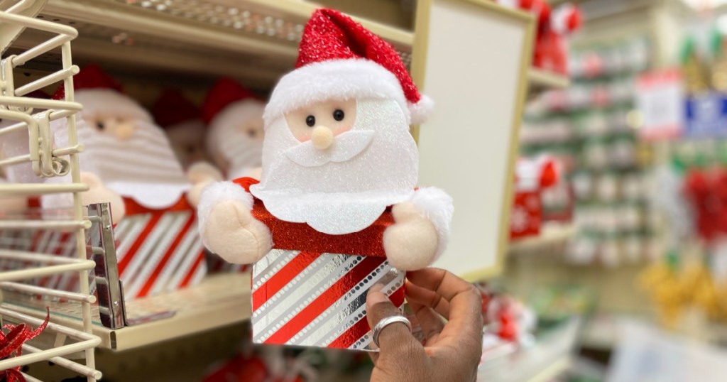 glitter gift box with santa as lid