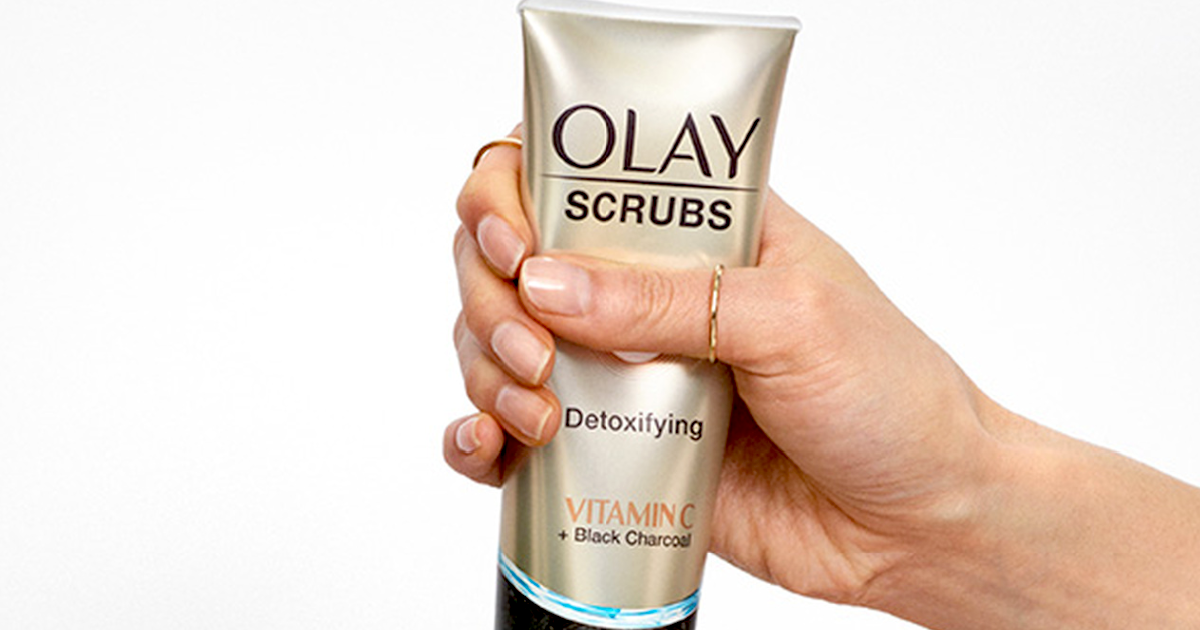 hand holding tube of Charcoal scrub
