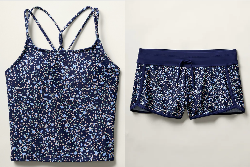 A modest tankini and shorts for girls from Athleta