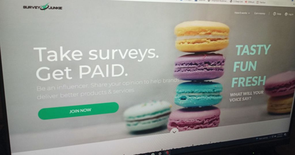 Survey Junkie welcome screen