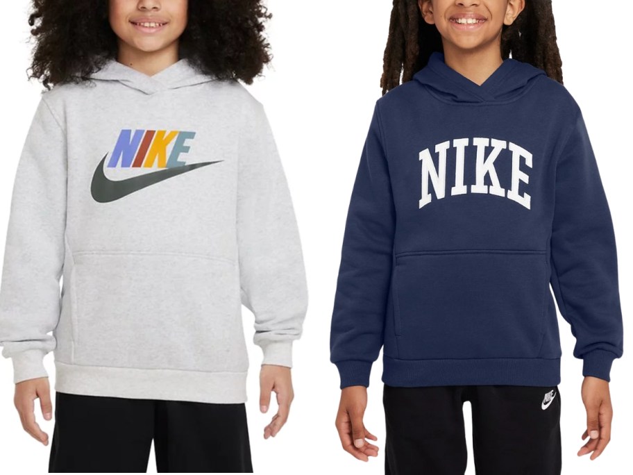kids wearing Nike logo hoodies