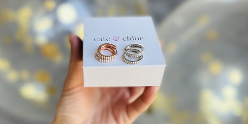 Cate and Chloe Alice 18K Gold-Plated Hoop Earrings w/ Swarovski Crystals Only $18 Shipped