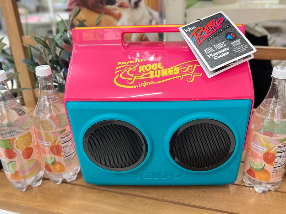 pink and blue retro igloo cooler