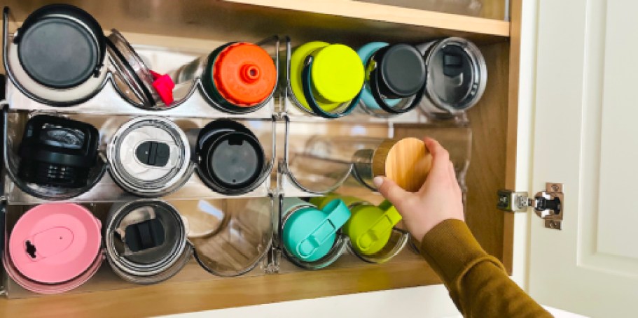 Stackable Water Bottle Organizer Just $13.79 on Amazon (Holds 12 Stanley Tumblers)