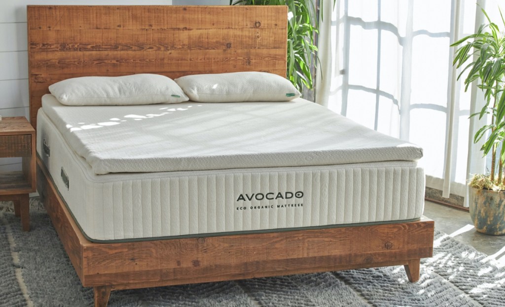 avocado mattress on stock photo bed