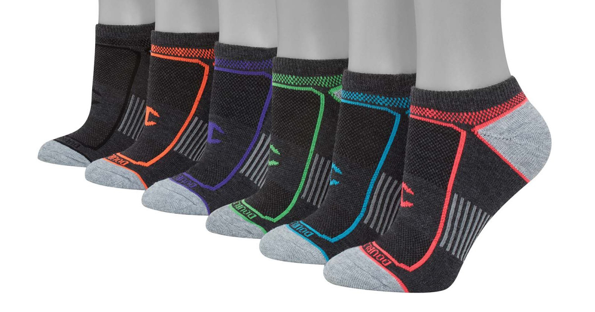 stock image of foot mannequins with black champion womens socks