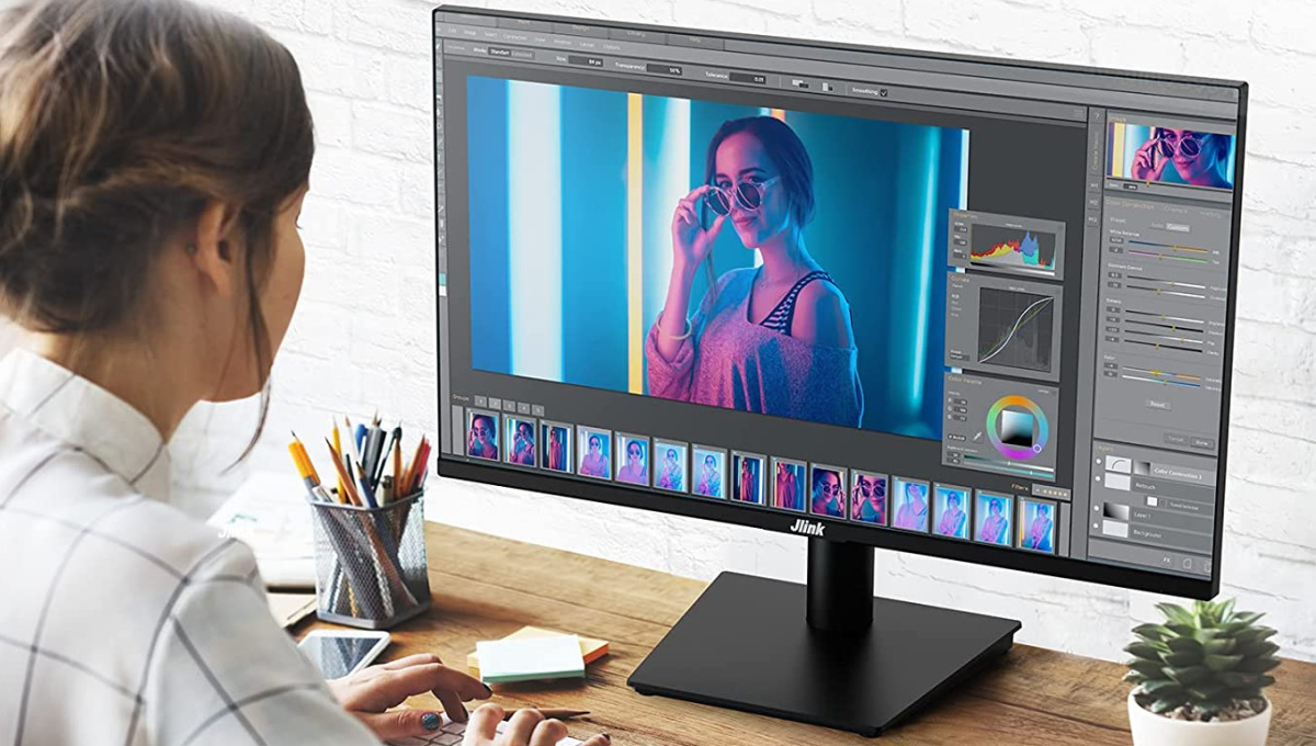 woman looking at screen