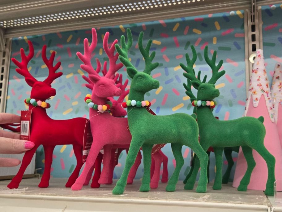 Ashland Assorted 9.75" Deer with Pom Poms Tabletop Décor