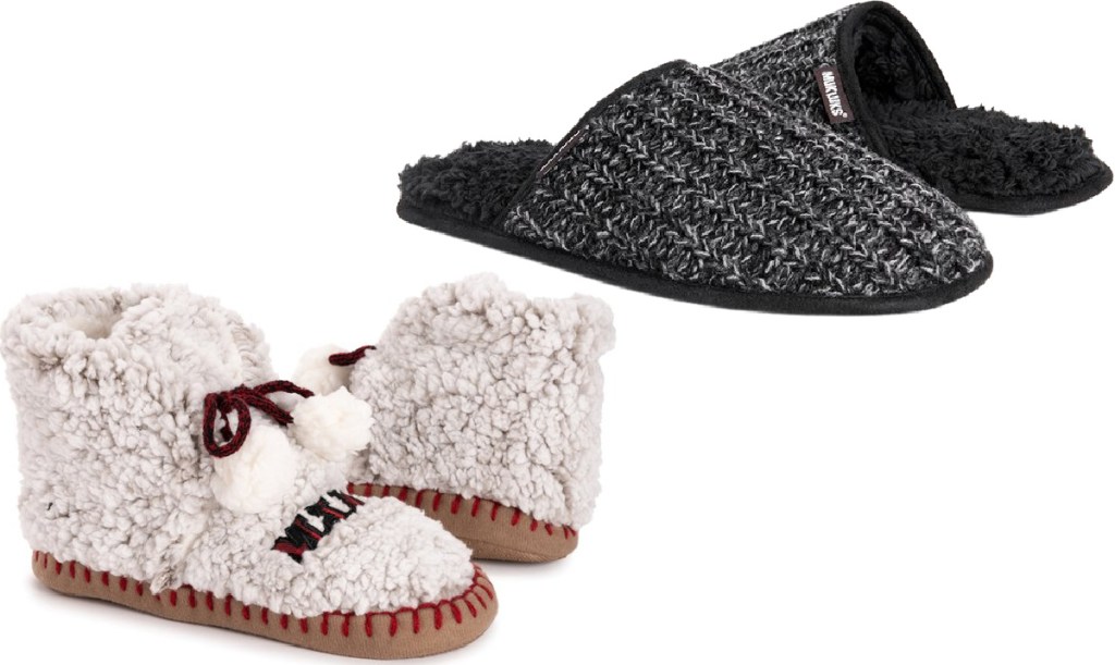 Two styles of Muk Luk Slippers