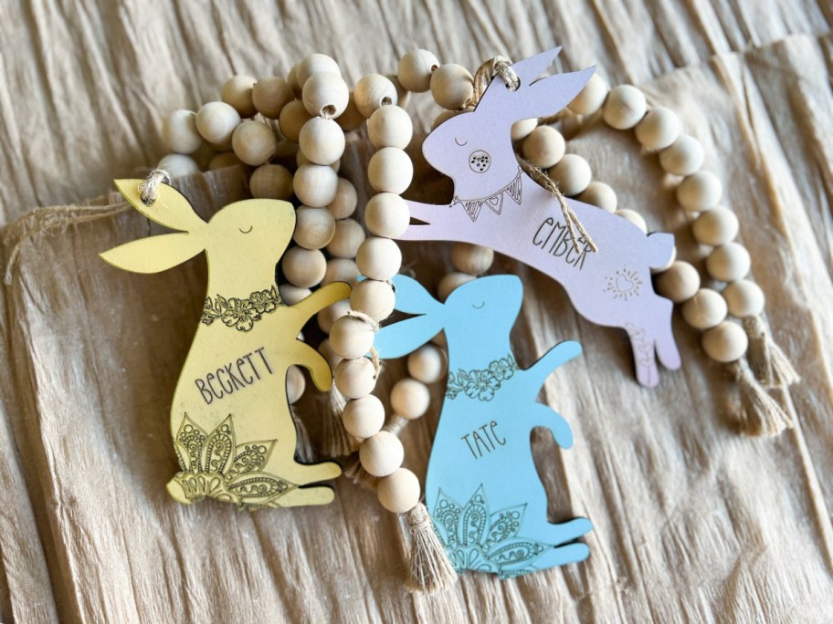 pastel colored personalied easter name tags