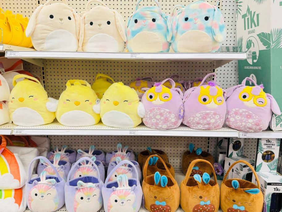 multiple shelves filled with Squishmallows
