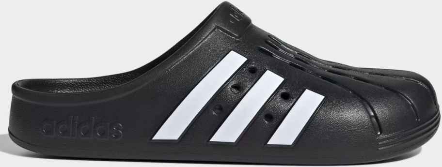 a black adidas adilette clog