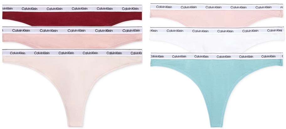 3-pack sets of Calvin Klein thongs