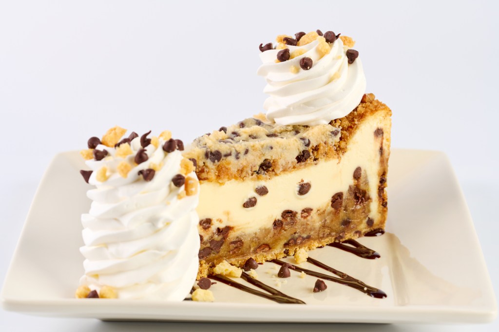 cheesecake topped with cookie dough