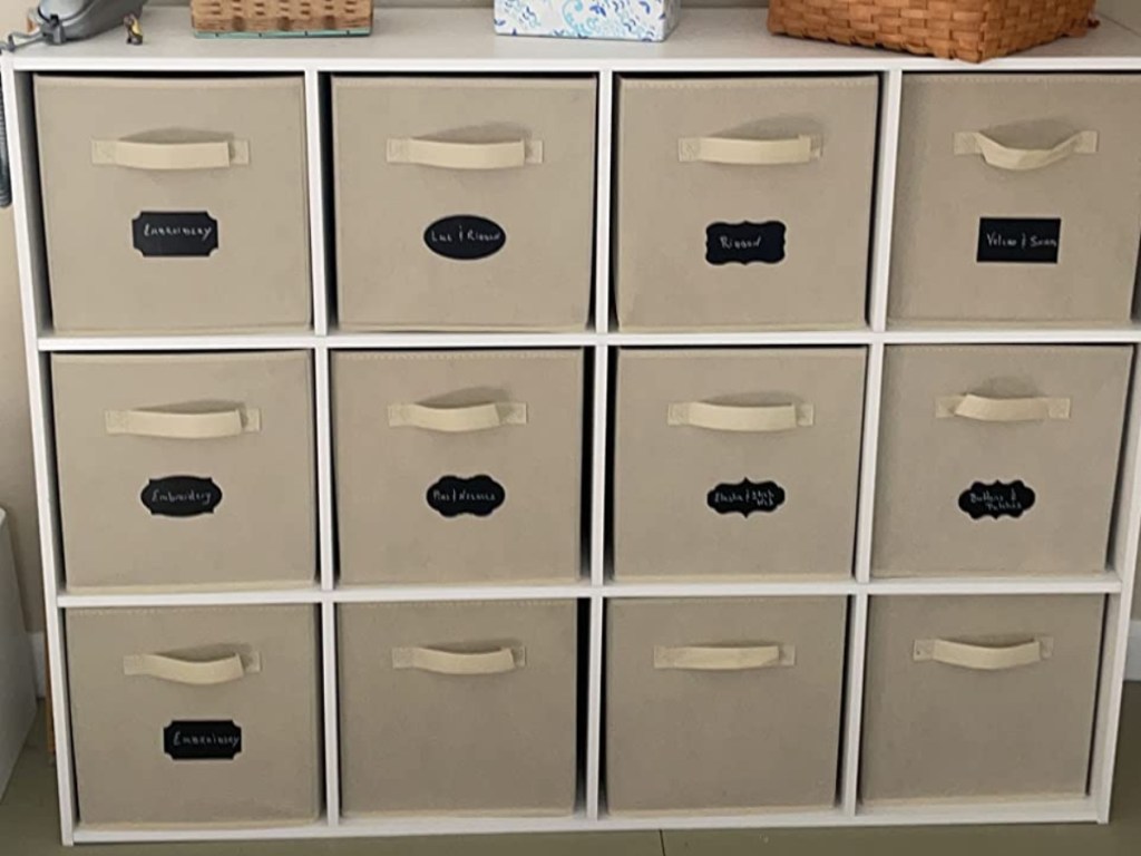 storage cubes holding 12 fabric totes