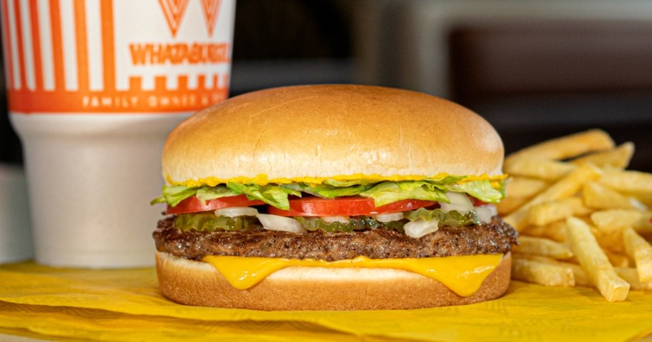 Whataburger, drink and fries