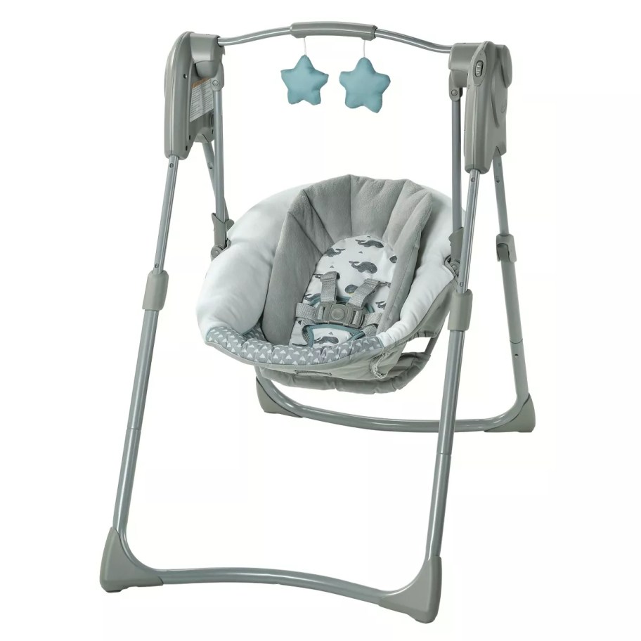 a grey baby swing