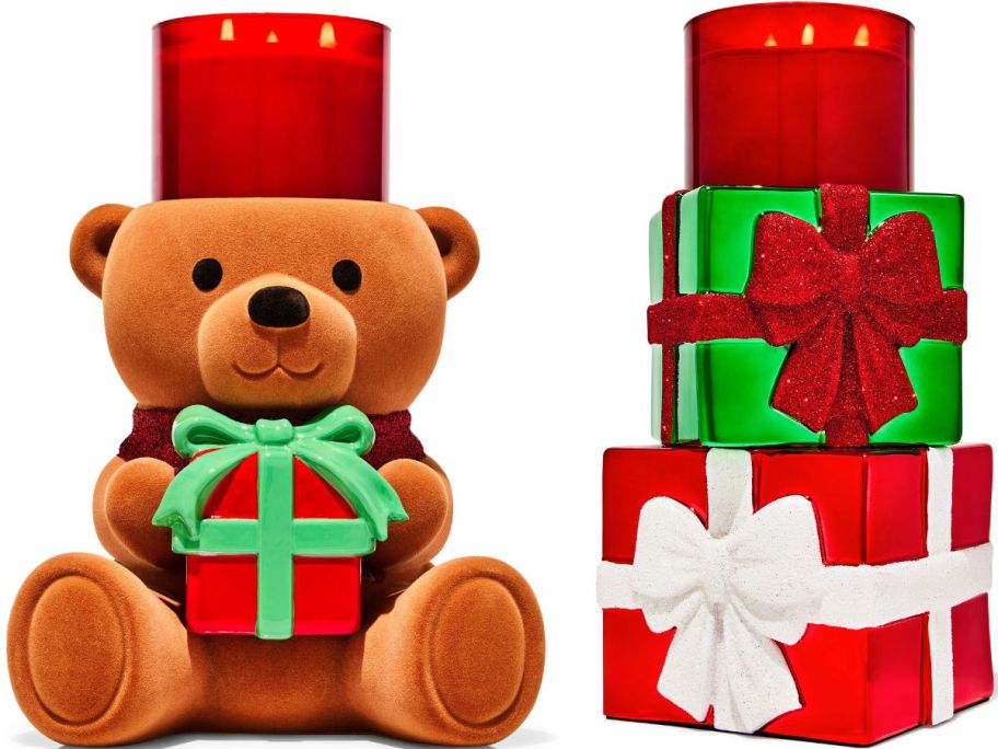 Stock images of two Bath & Body Works Pedestal Candle Holders