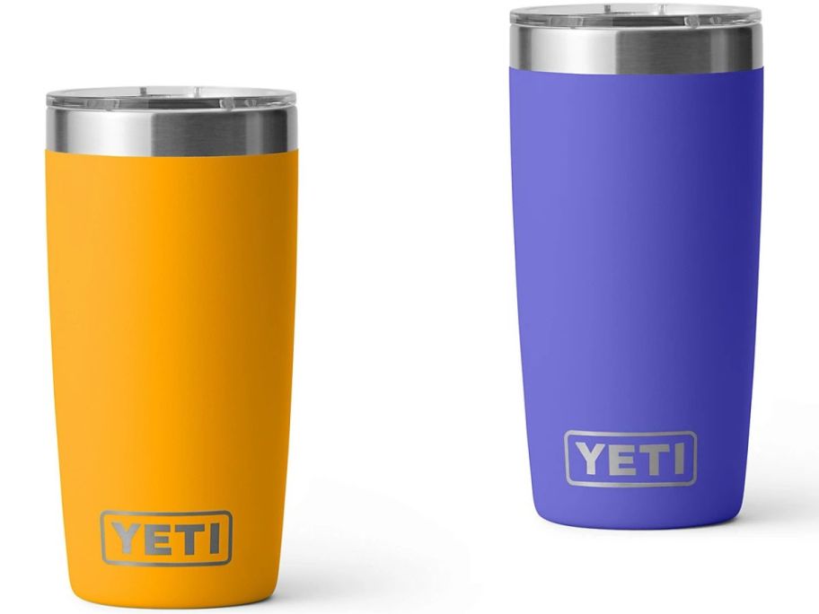 Stock images of two YETI Rambler 10oz Tumblers