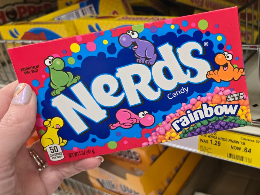 hand holding box of nerds candy 