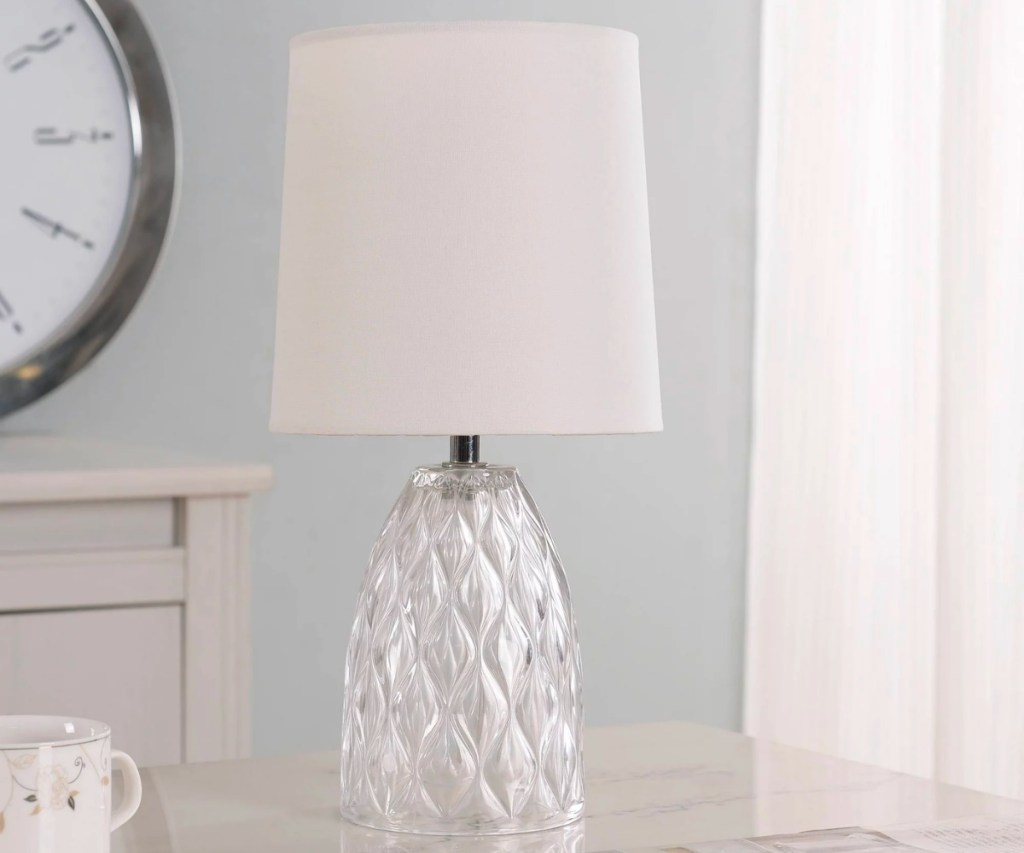 Mainstays Mini Clear Glass Table Lamp w/ Shade