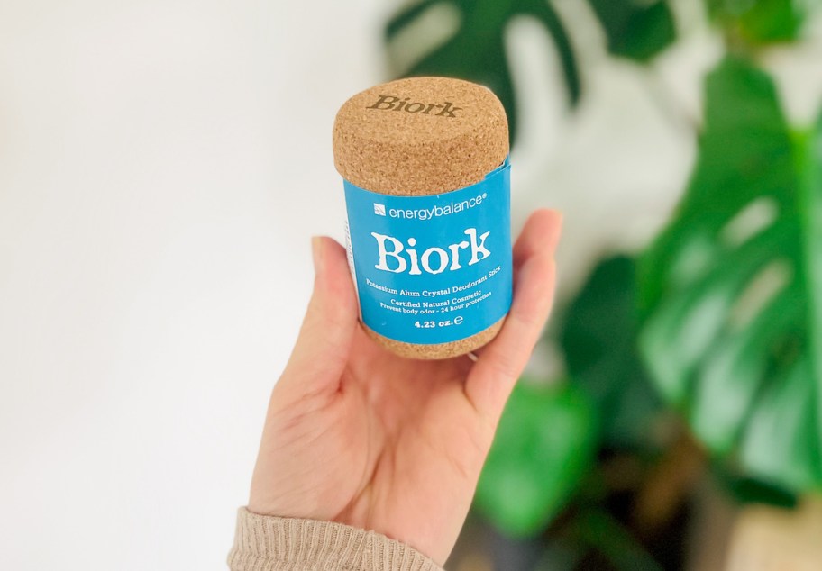 hand holding biork crystal deodorant