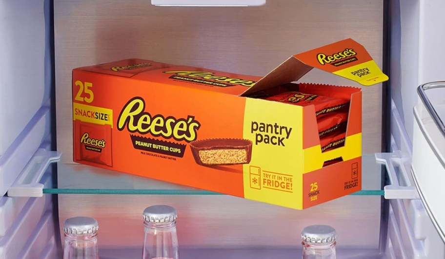 box of reeses in fridge