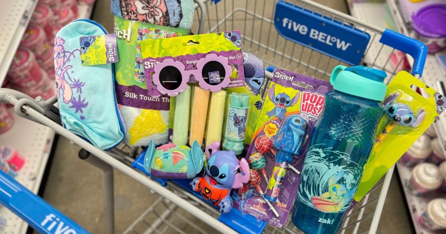 a shopping basket filled with stitch basket stuffers