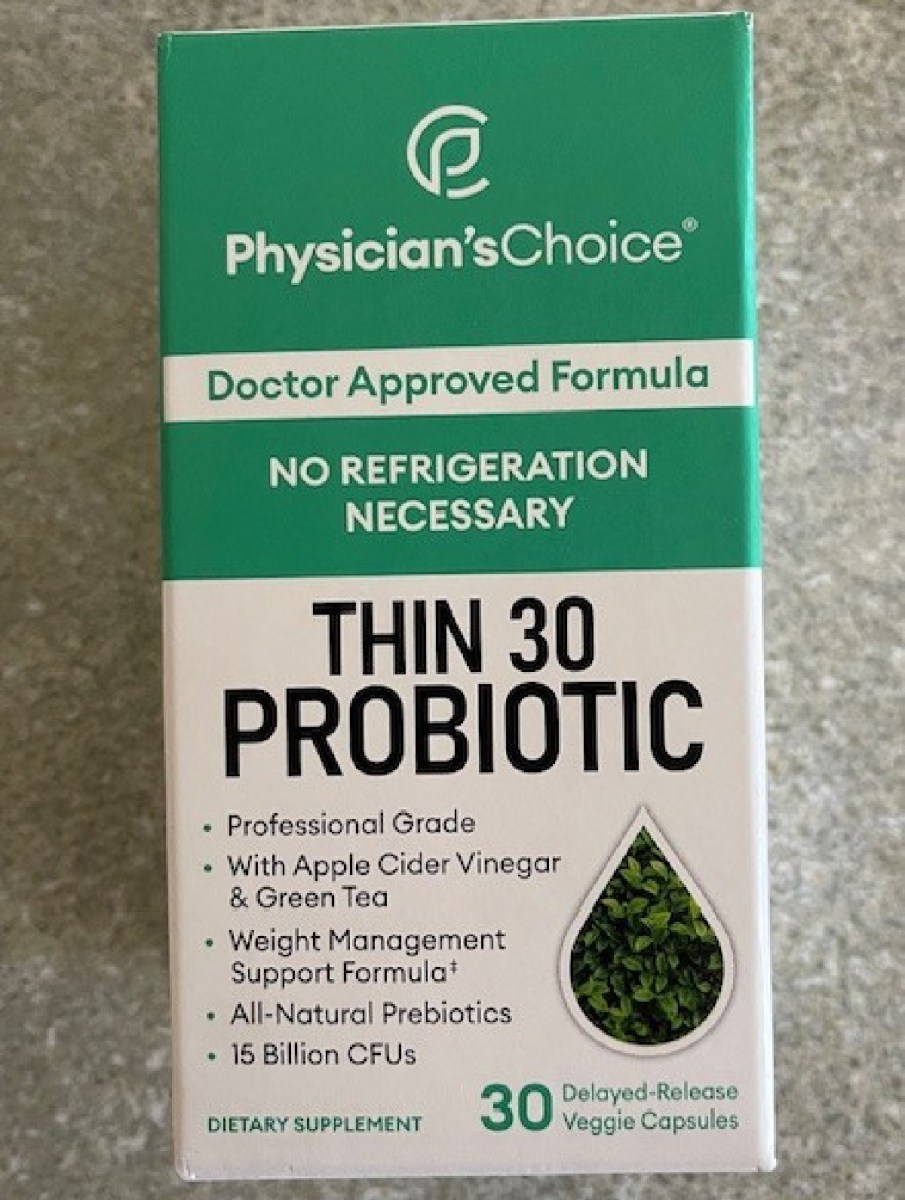 A package of THIN Probiotic submitted by Happy Friday reader Angela