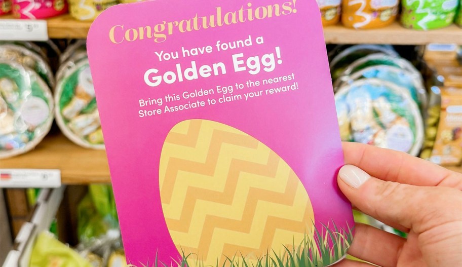 hand holding world market golden egg paper