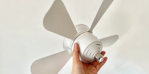 Socket Ceiling Fan Only $13.99 on Amazon (Super Easy to Use, Screws In Like a Light Bulb!)