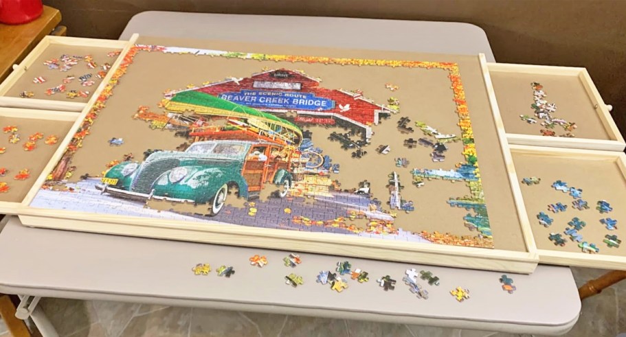 Puzzle Table w/ Drawers & Cover Just $34.49 Shipped on Amazon