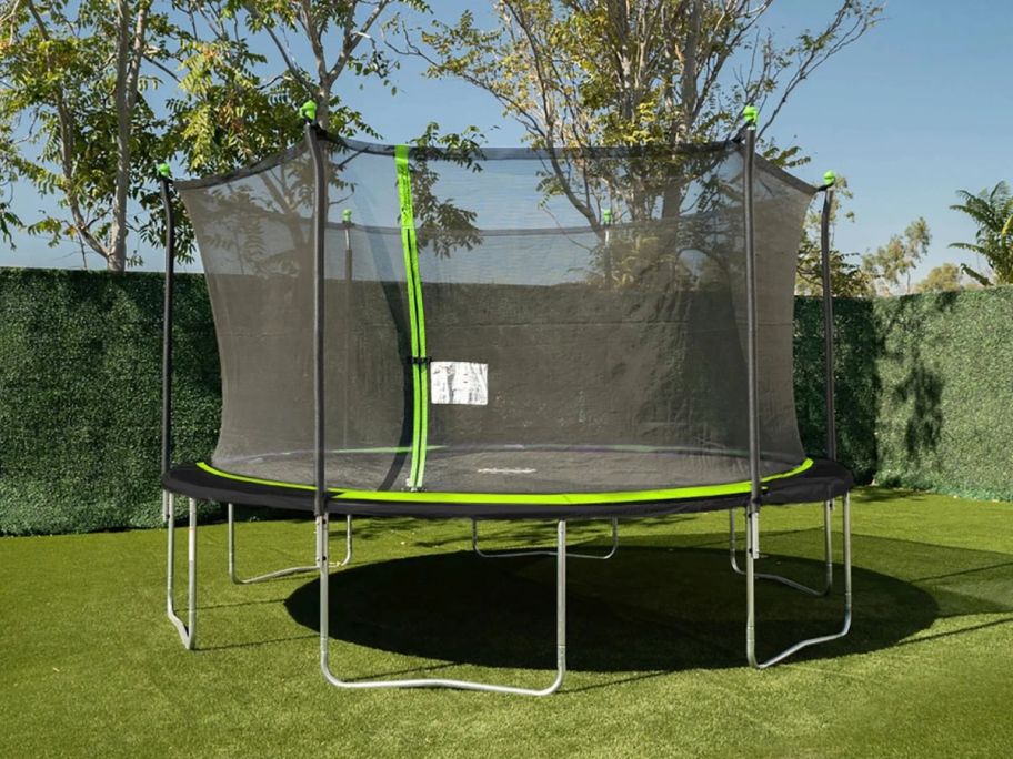 Bounce Pro 14' Trampoline w/ Safety Enclosure Combo in yard