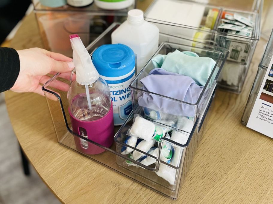 walmart the home edit 8 piece multipurpose plastic storage organizing system filled with products on table