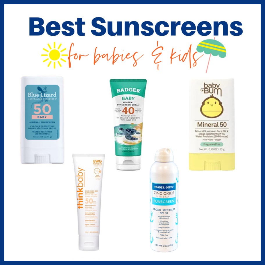 baby sunscreen graphic with 5 brands