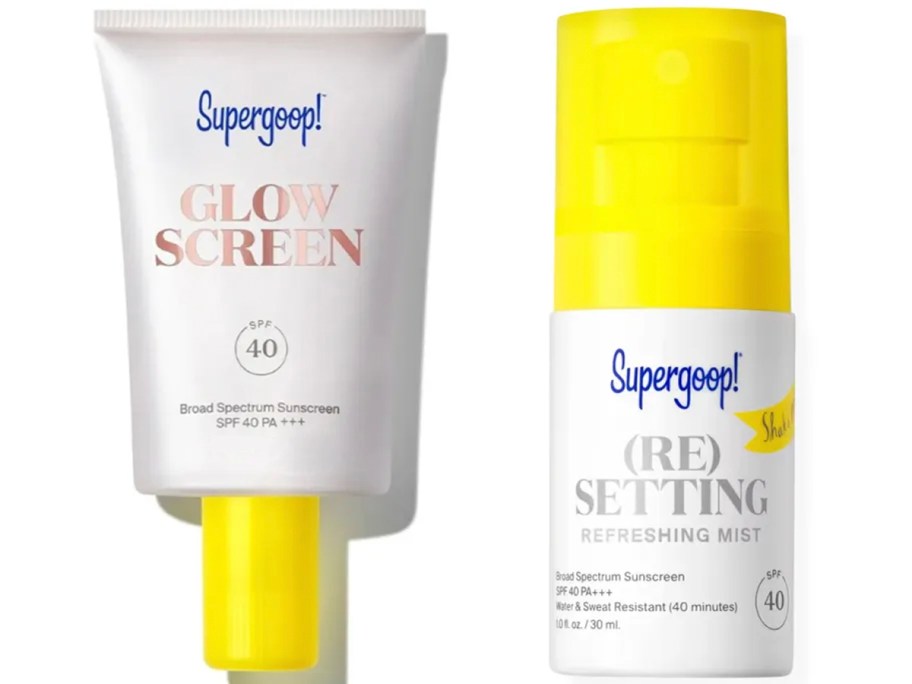 two supergoop spf bottles