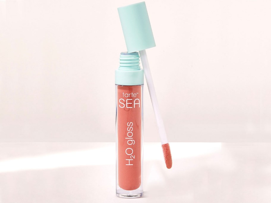 pink h20 tarte lipgloss standing upright 