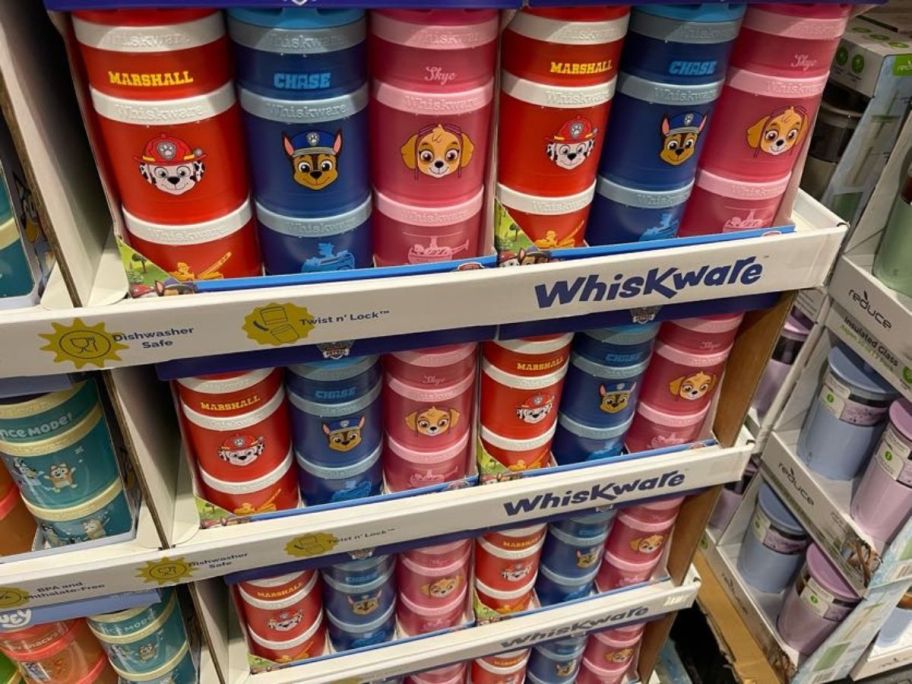 Paw Patrol Whiskware Stackable Snack Container 3-Packs stacked in store