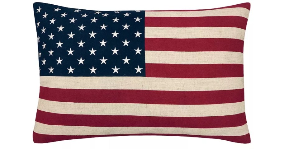 a large American flag throw pillow