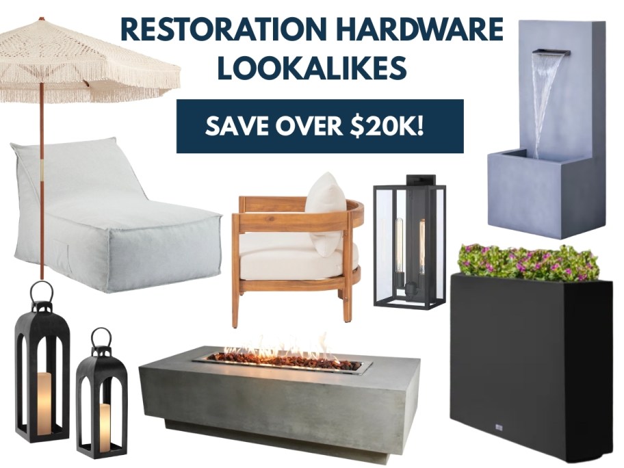 collage of restoration hardware lookalike save over 20k