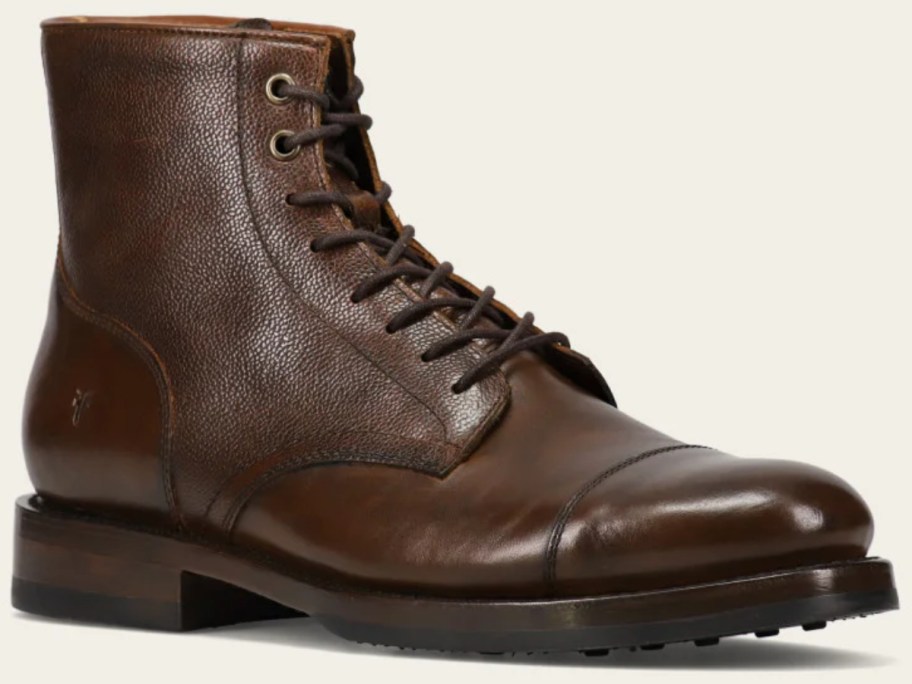 men's brown leather above ankle lace up boot