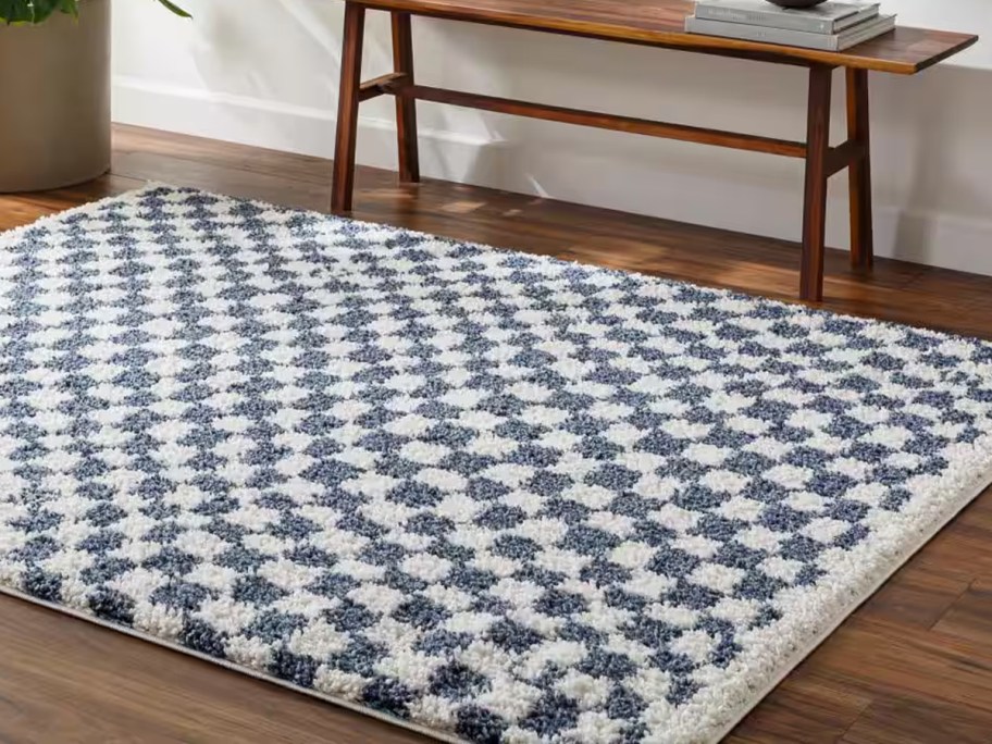 Livabliss 5x7foot Checkered Indoor Area Rug in a room at a house