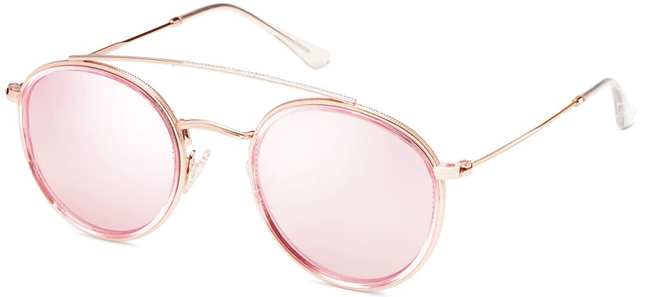 round rose gold sunglasses with pink lenses