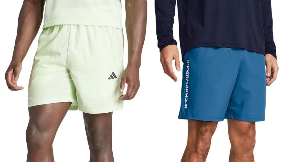 two men in athletic shorts