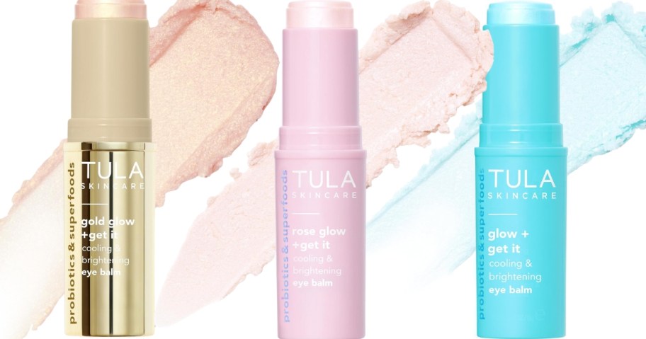 3 tubes of TULA Skin Care Eye Balms