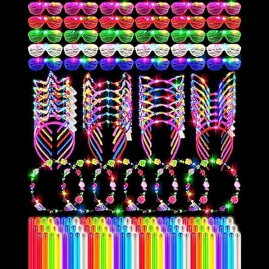 160 piece set of glow in the dark party favors