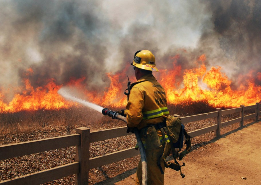 A firefighter battling the California wildfires