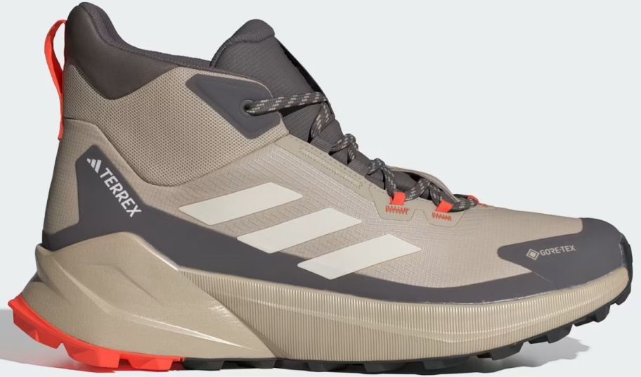 beige and gray mens hiking shoe