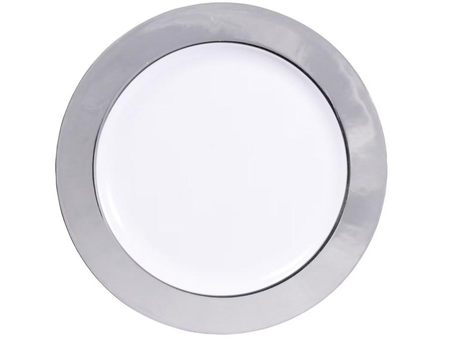white and silver plate 